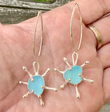 sea foam burst genuine sea glass earrings - tossed & found jewelry