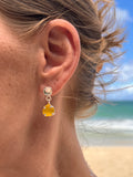 yellow genuine sea glass post earrings - tossed & found jewelry