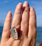 white genuine bonfire sea glass ring - tossed & found jewelry