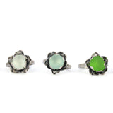 sea glass lotus in bloom rings (multiole sizes and colors) - tossed & found jewelry