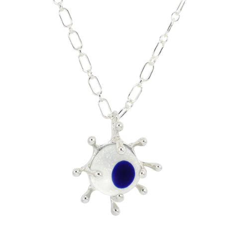 blue dot sea glass burst necklace - tossed & found jewelry
