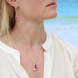pink + white sea glass necklace and earring set - tossed & found jewelry