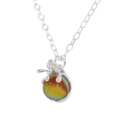 splashing wave yellow + orange spinning marble sea glass necklace - tossed & found jewelry