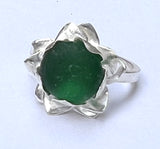 sea glass lotus in bloom rings (multiple sizes and colors) - tossed & found jewelry