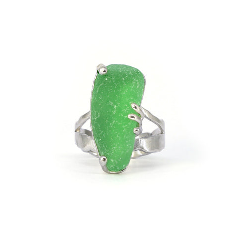 green sea glass split shank ring - tossed & found jewelry